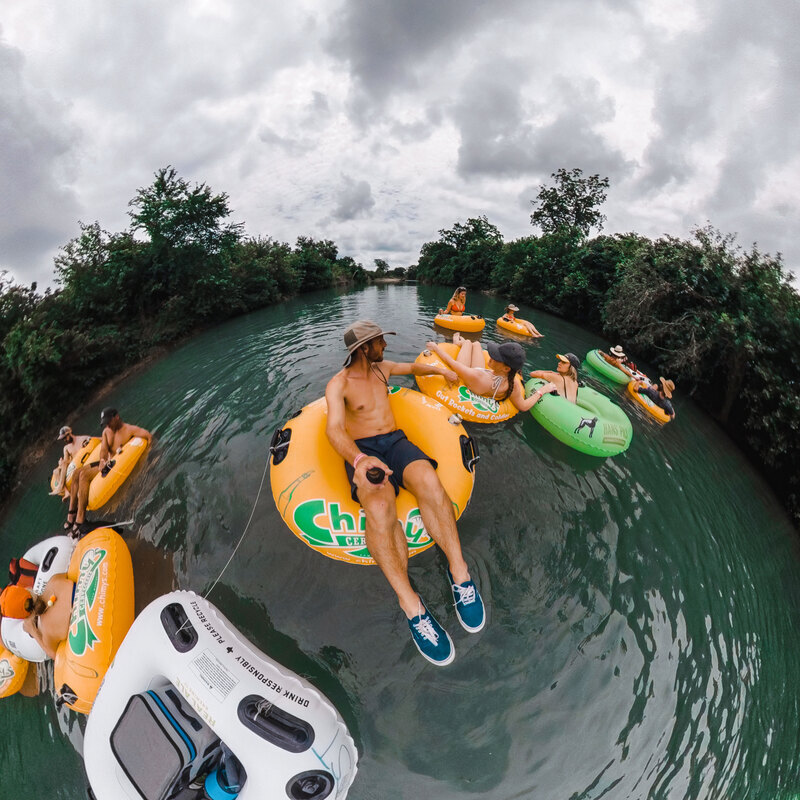 Group floating on the San Marcos River