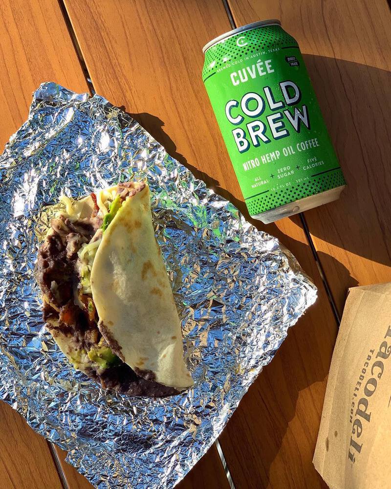 Cuvee cold brew and a taco